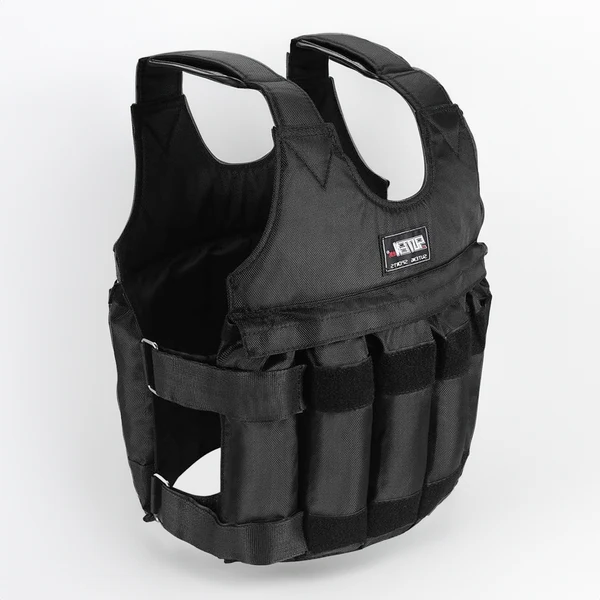 Unisex 110 lb adjustable weighted vest for intense strength training, fitness, and bodyweight exercises.