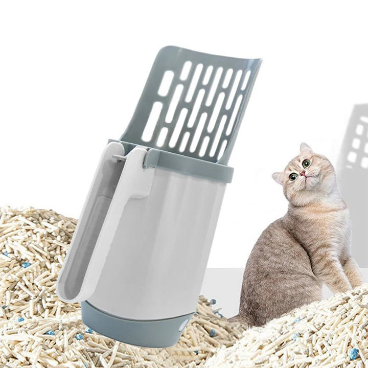 Efficient cat waste scooper & bag holder combo, designed for easy litter management