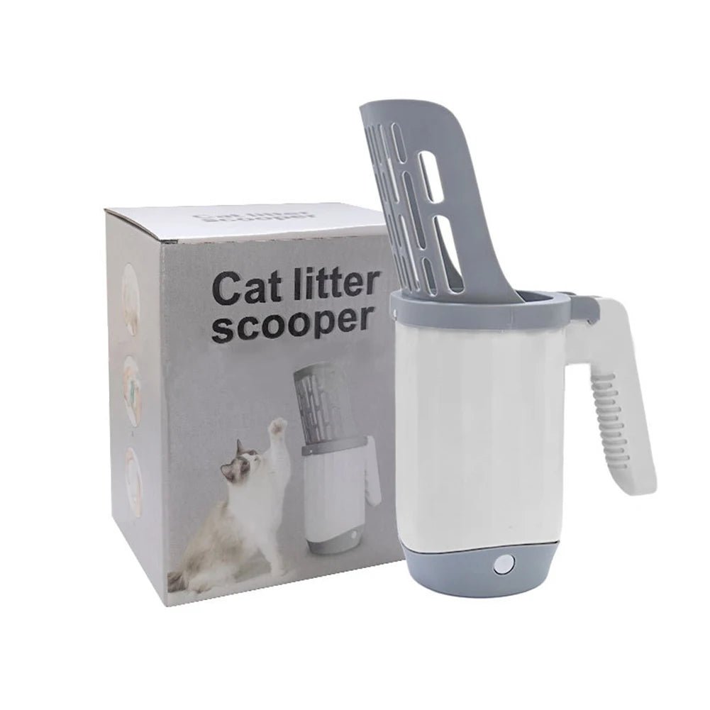 Convenient 2-in-1 cat litter scoop for pet care, making cleanup sanitary & simple