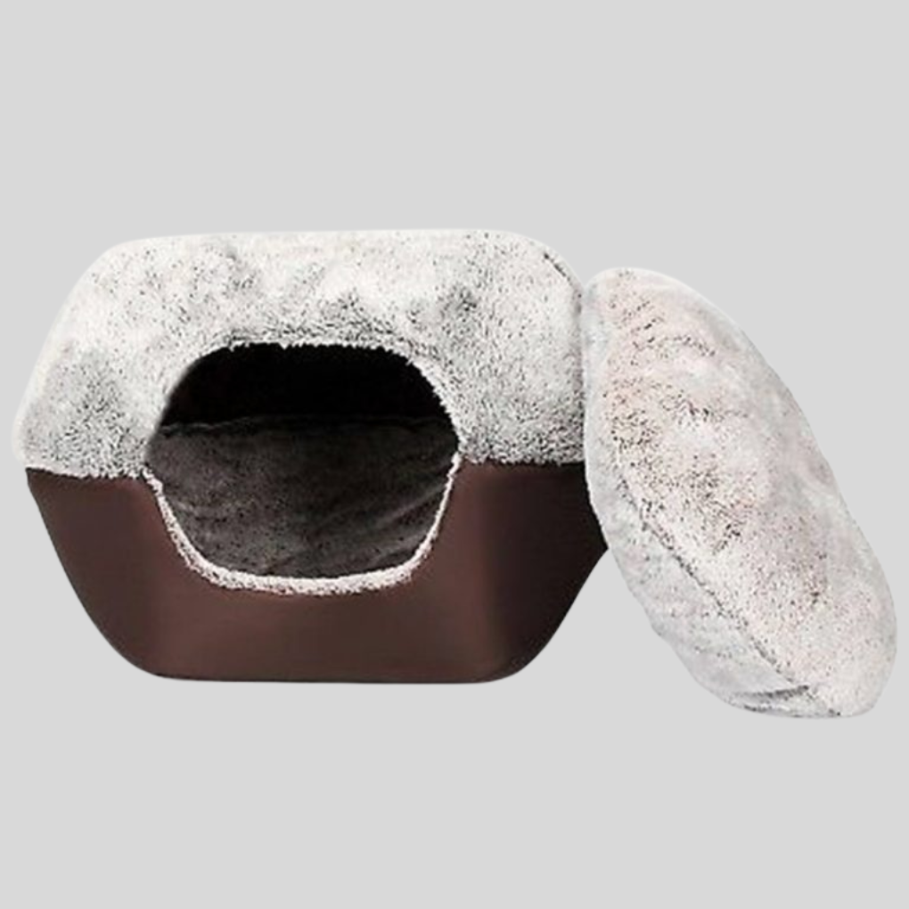Unisex 2-in-1 convertible cat bed with removable cushion, cozy faux suede for feline comfort