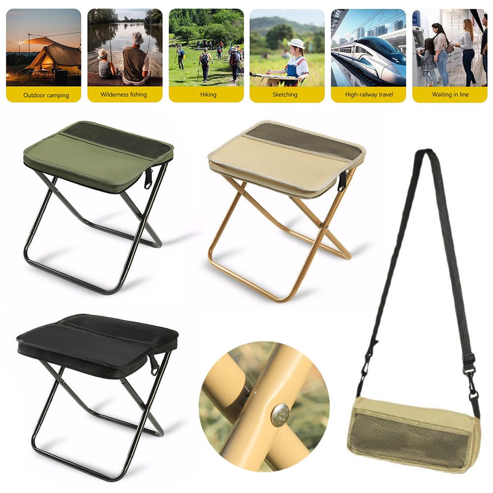 Compact folding chair backpack for camping, fishing, festivals and outdoor adventures.