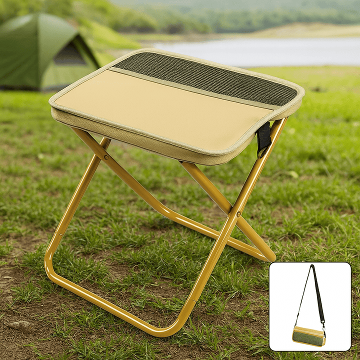 Portable folding chair backpack for outdoor gear, festival essential & fishing trips.