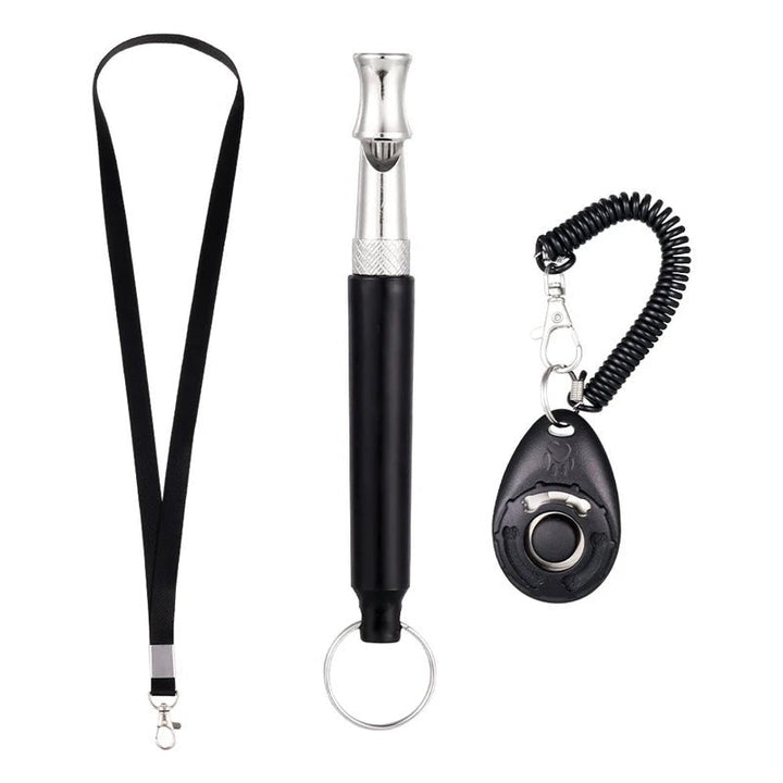 Unisex 3-in-1 dog training clicker set with whistle & lanyard for canine behavior control