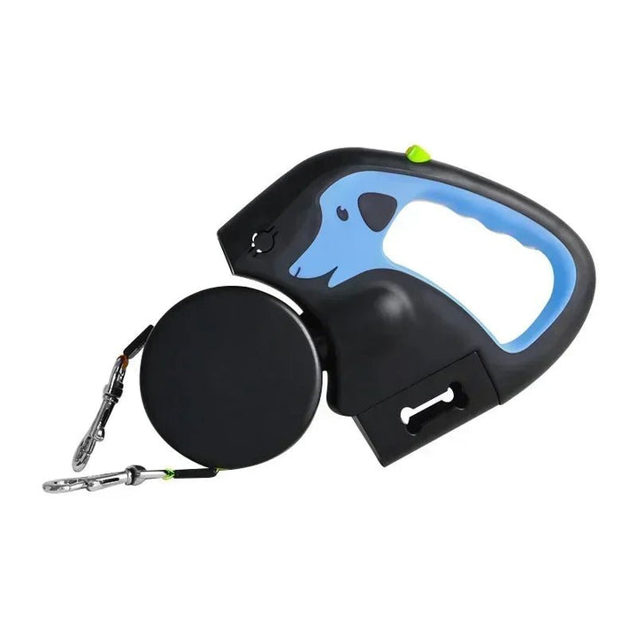 Unisex pet safety walking accessory: dual dog leash with flashlight and poop bag holder, versatile