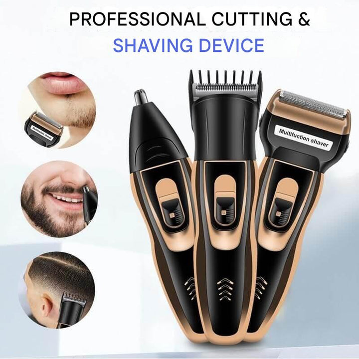 Versatile unisex electric shaver & grooming kit for men & women. Cordless 3-in-1 trimmer for face, beard, and nose.