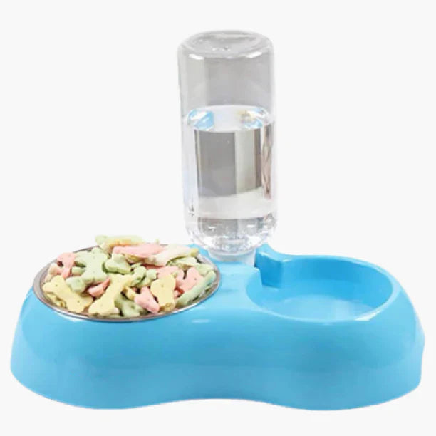 Unisex 3-in-1 pet feeder with automatic water dispenser for cats and dogs, modern pet feeding station