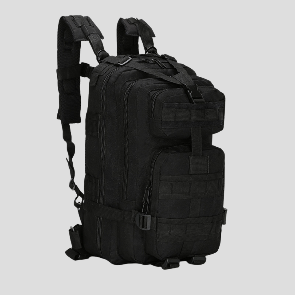 Durable 30L tactical travel backpack, unisex design with MOLLE for survival gear, hiking, and modular needs.