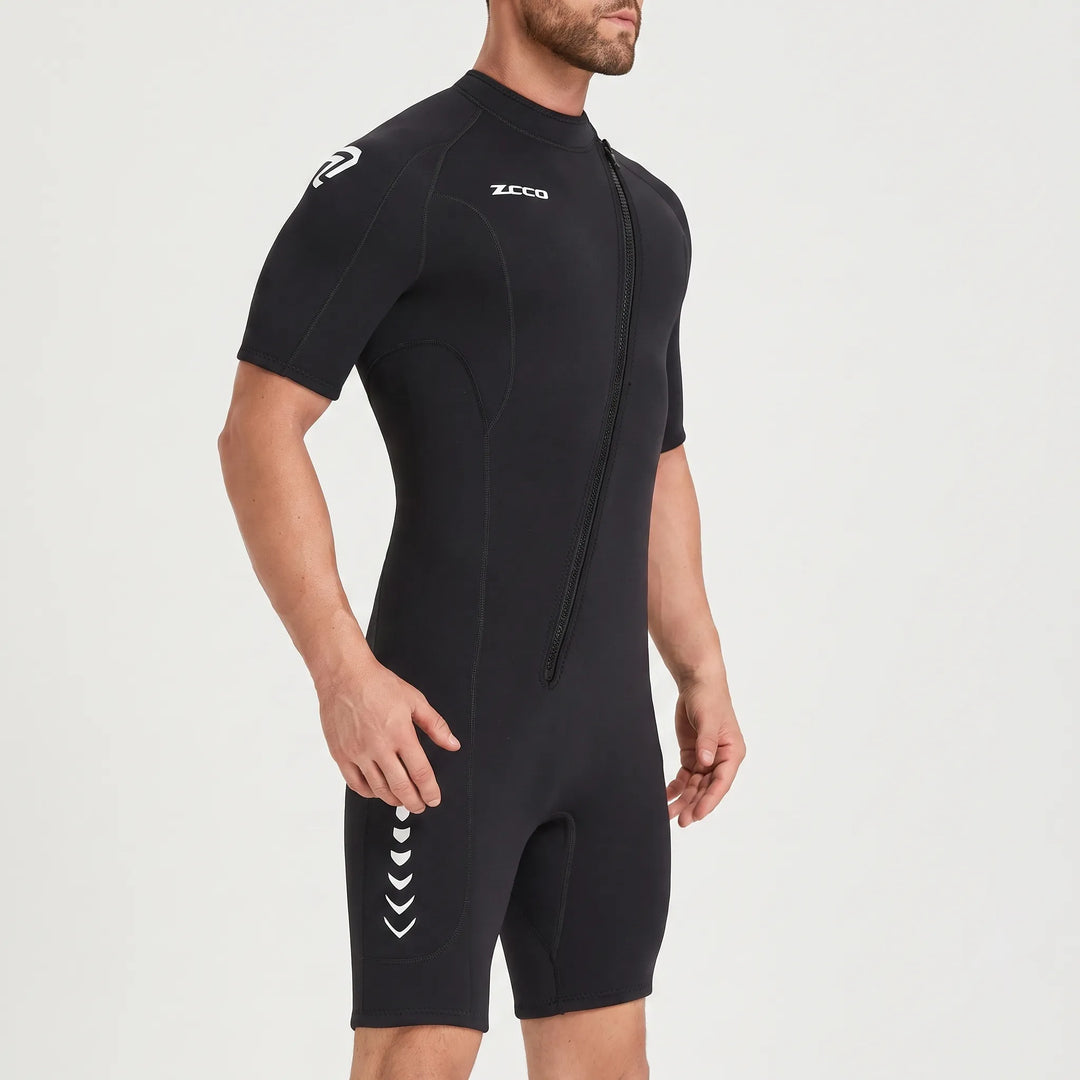 Unisex 3mm shorty wetsuit for water sports. Perfect for swimming, surfing, diving; ensures warmth & flexibility.