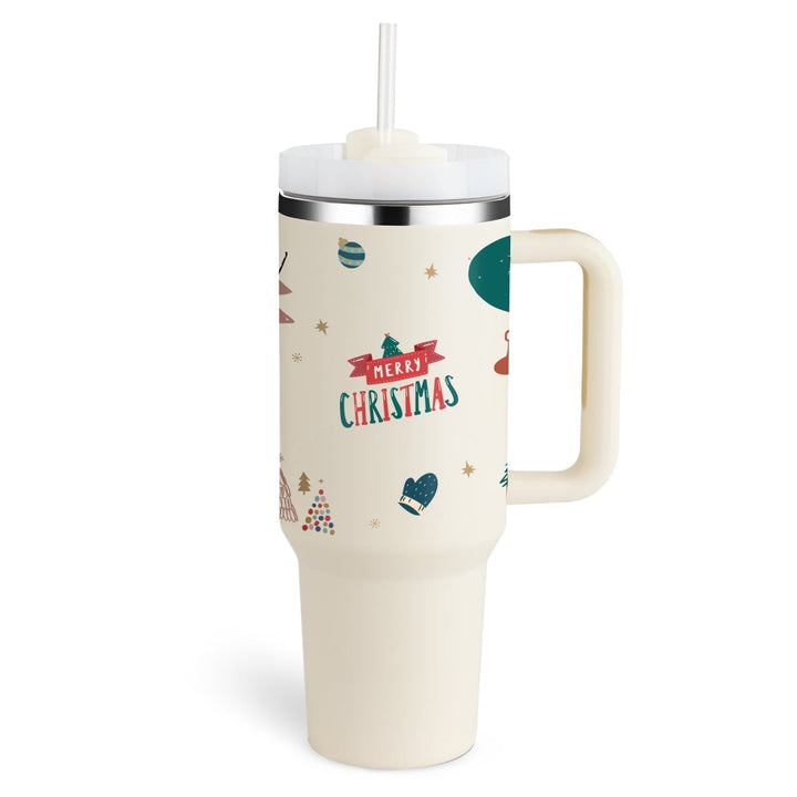 ChillMate large capacity 40 fl oz insulated mug. With handle & straw, great for travel & daily use.