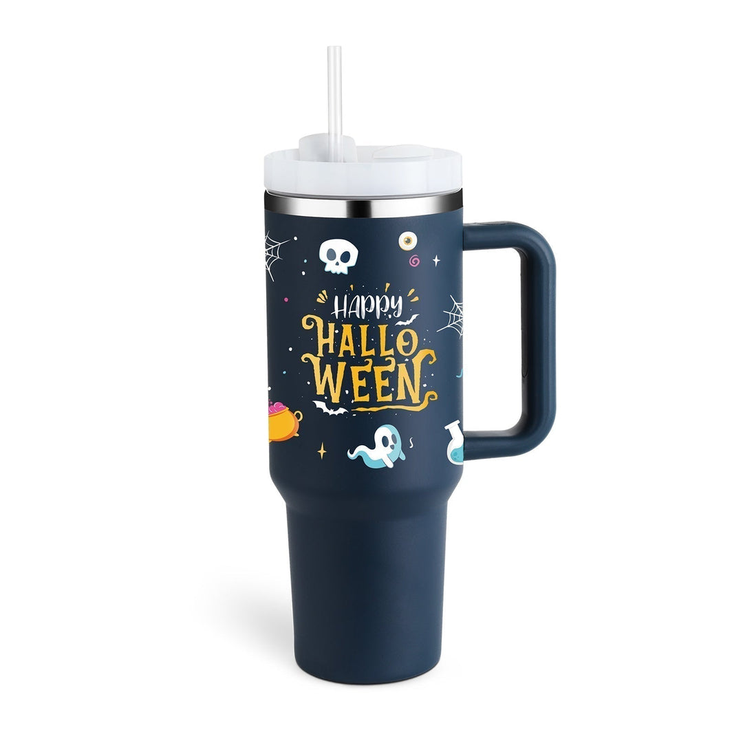 ChillMate 40 fl oz insulated water bottle. Unisex, with handle & straw. Ensures drinks stay hot or cold.
