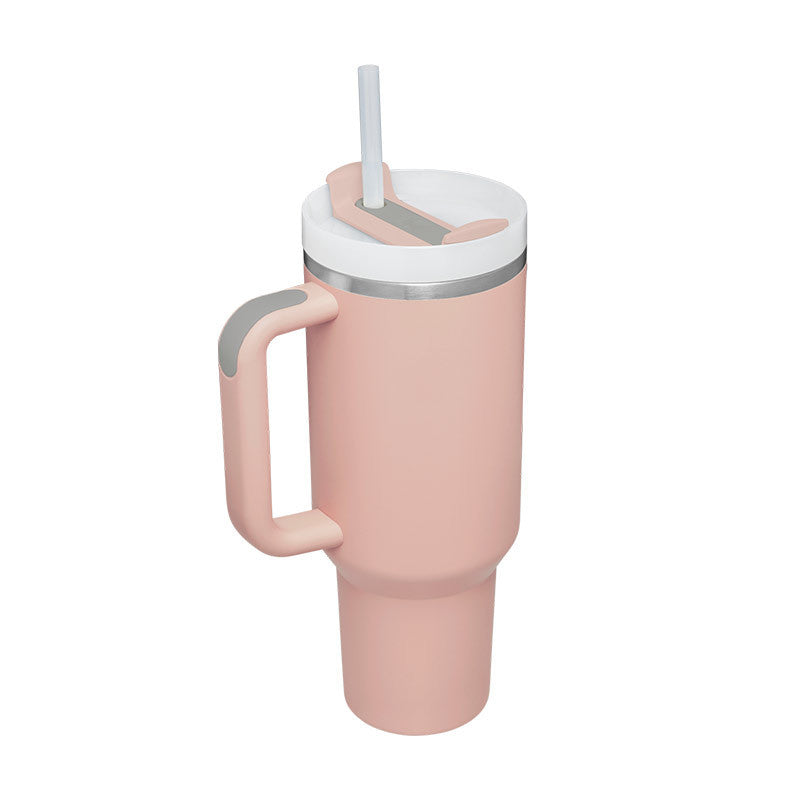 Durable 40oz insulated travel mug. Unisex design with handle & straw. Great for outdoor activities.