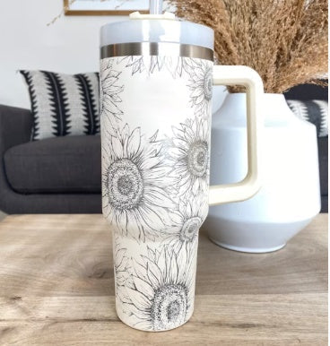 Durable 40oz insulated travel mug. ChillMate with handle & straw. Keeps drinks perfect for hours.