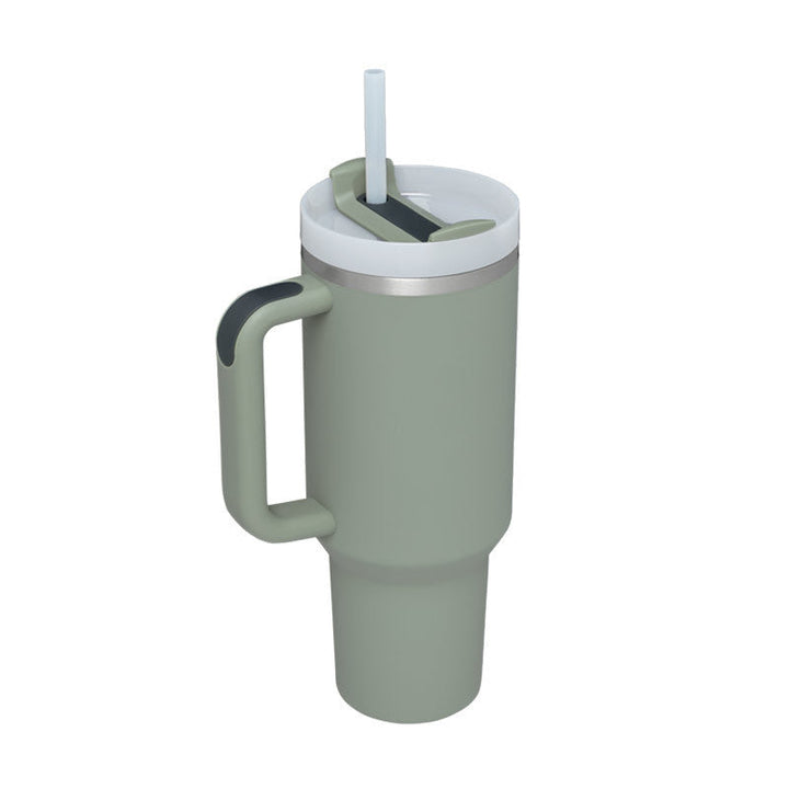 Hot & cold 40oz insulated tumbler. Coffee mug with handle & straw, perfect for daily hydration.