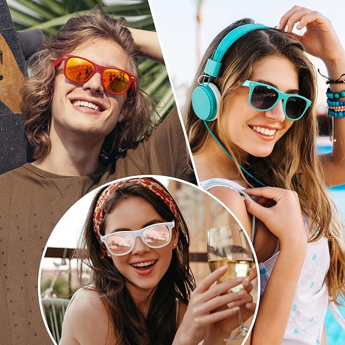 Comfortable unisex 80s retro Wayfarer sunglasses, polarized lenses for ultimate glare & UV protection.