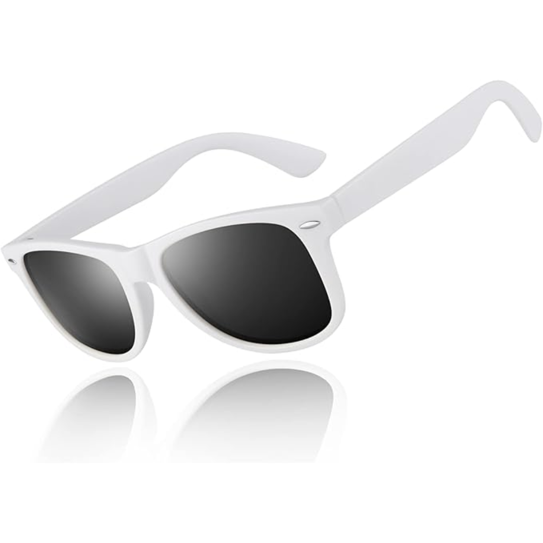 Polarized Wayfarer sunglasses, unisex, offering superior glare reduction & UV protection for all outdoor wear.