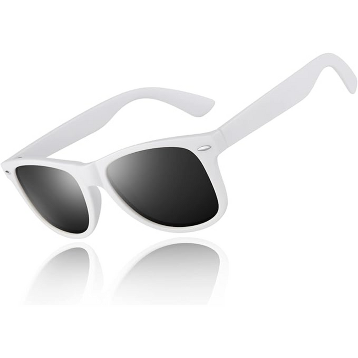 Polarized Wayfarer sunglasses, unisex, offering superior glare reduction & UV protection for all outdoor wear.