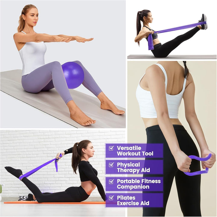 Unisex pilates kit with yoga ring, exercise ball & resistance bands to build core strength & improve flexibility.
