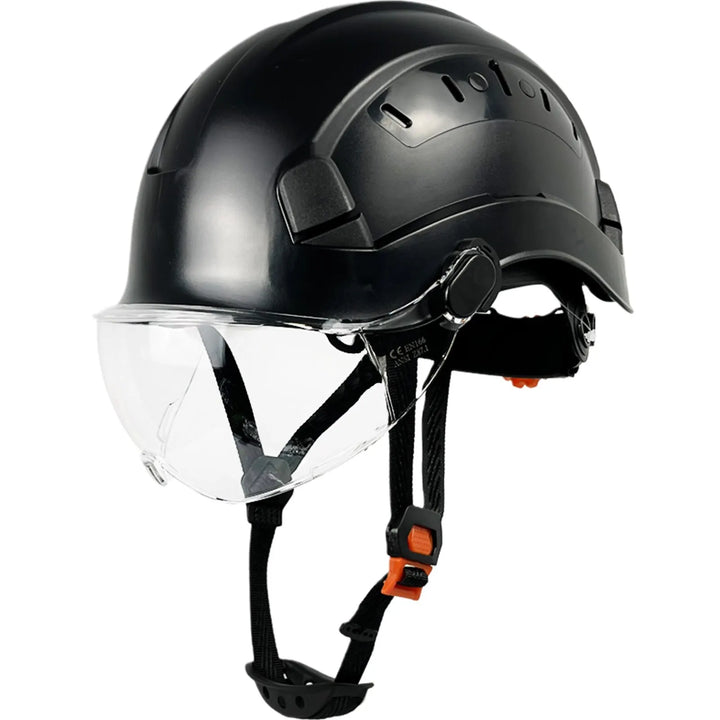 Heavy-duty ABS protective gear: hard hat, goggles, and face shield combo for maximum work safety.