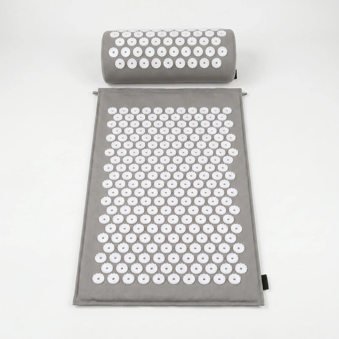 Complete acupressure set for home wellness, massage therapy & stress relief. Includes mat & pillow.