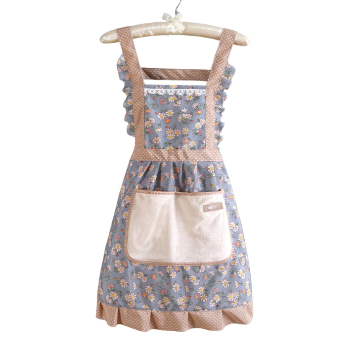 Waterproof, oil-resistant kitchen apron; stylish floral design for unisex cooking & baking protection.
