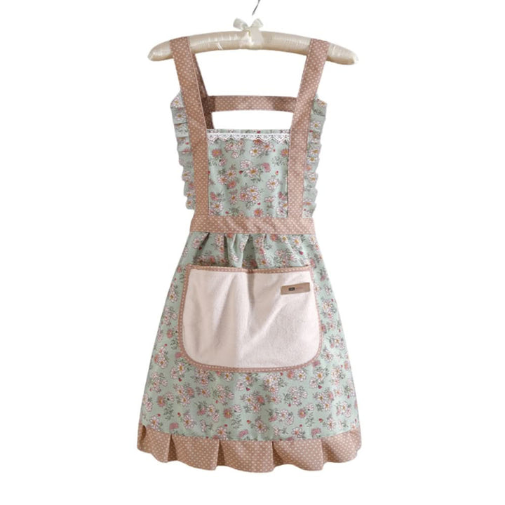Modern floral print unisex chef apron, adjustable for comfortable and stylish use in any kitchen.