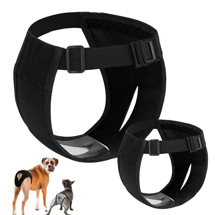 Unisex adjustable dog incontinence pants with three washable diapers, for pet hygiene and training