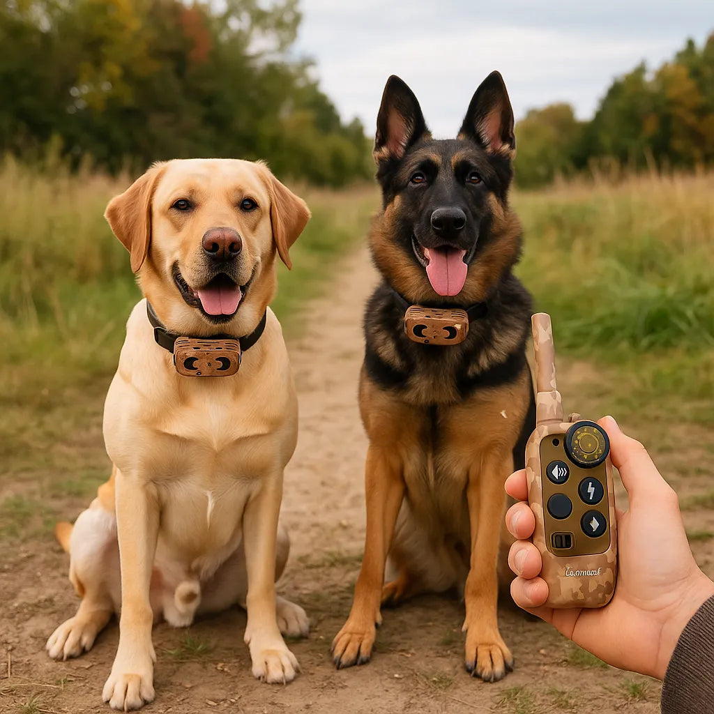 Waterproof dog training collar with long range remote, adjustable for various dog sizes