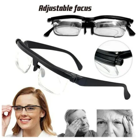 VisiFlex adjustable vision glasses for reading, driving, and general daily near & far focus needs.