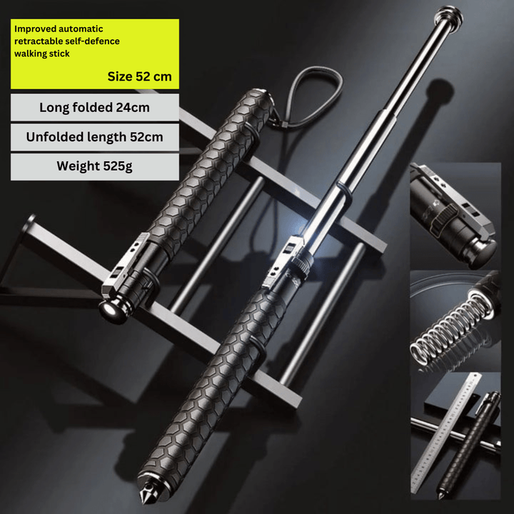 Reliable alloy steel trekking pole with anti-slip grip, enhances stability on challenging trails.