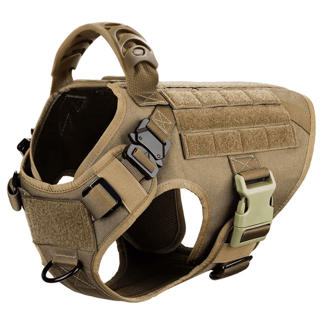 Unisex adjustable K9 dog harness with anti-pull design, reflective strips, and breathable mesh for pet training.