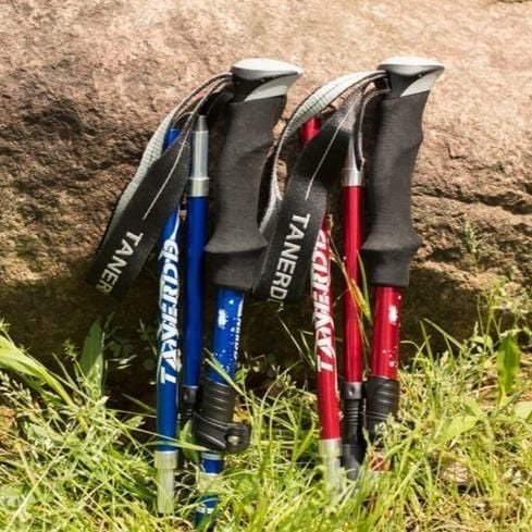 Durable adjustable walking sticks providing stability & support for hiking, trekking, & fitness outdoor activities.