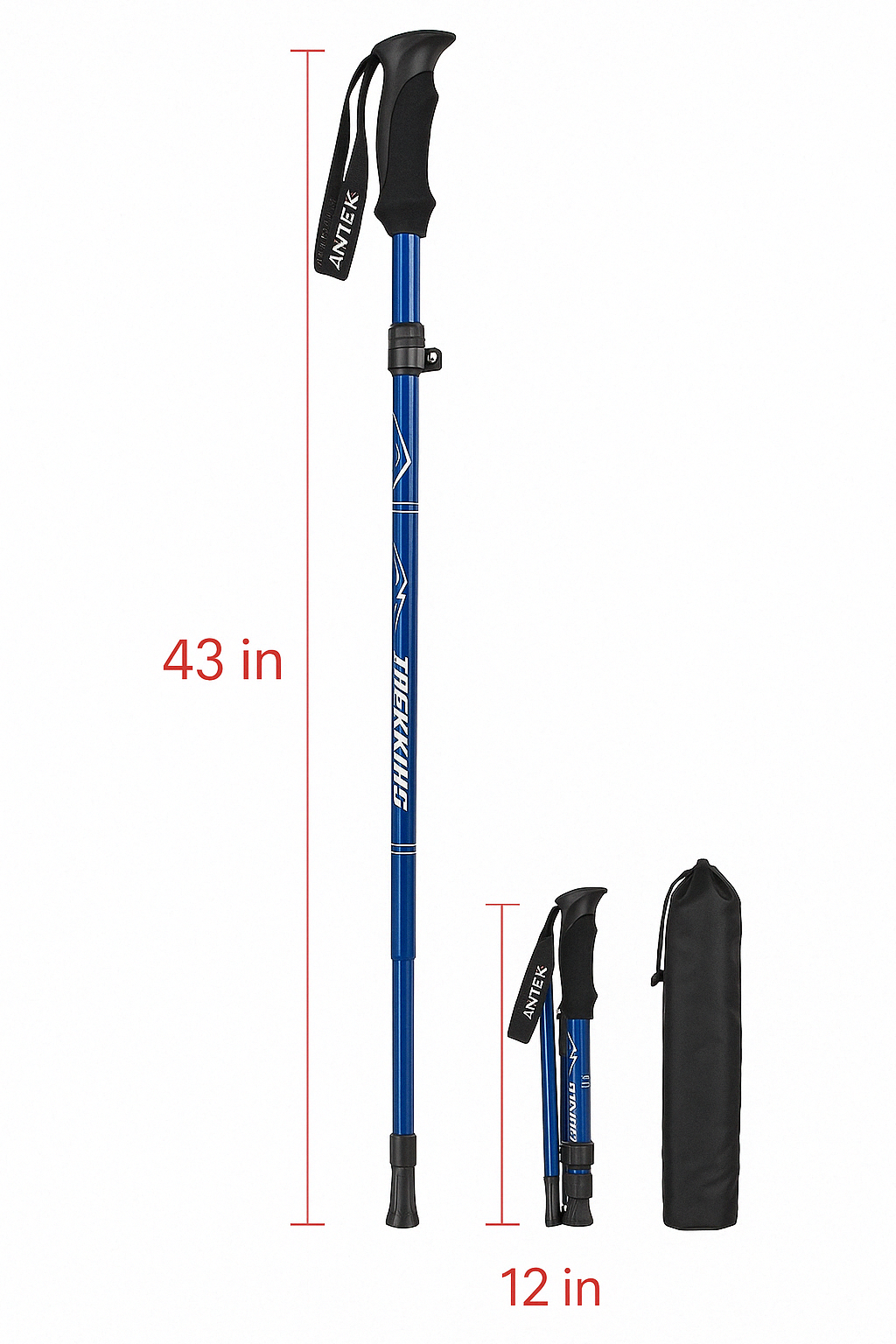 Essential hiking gear: adjustable trekking poles for outdoor adventures, walking, & camping support.