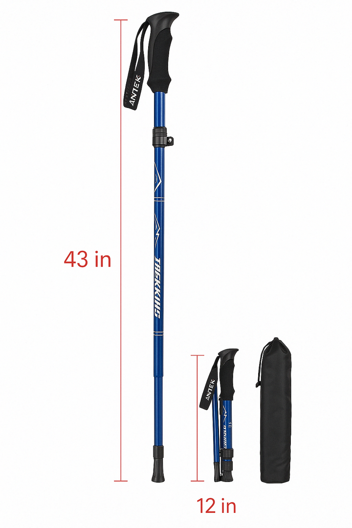 Essential hiking gear: adjustable trekking poles for outdoor adventures, walking, & camping support.