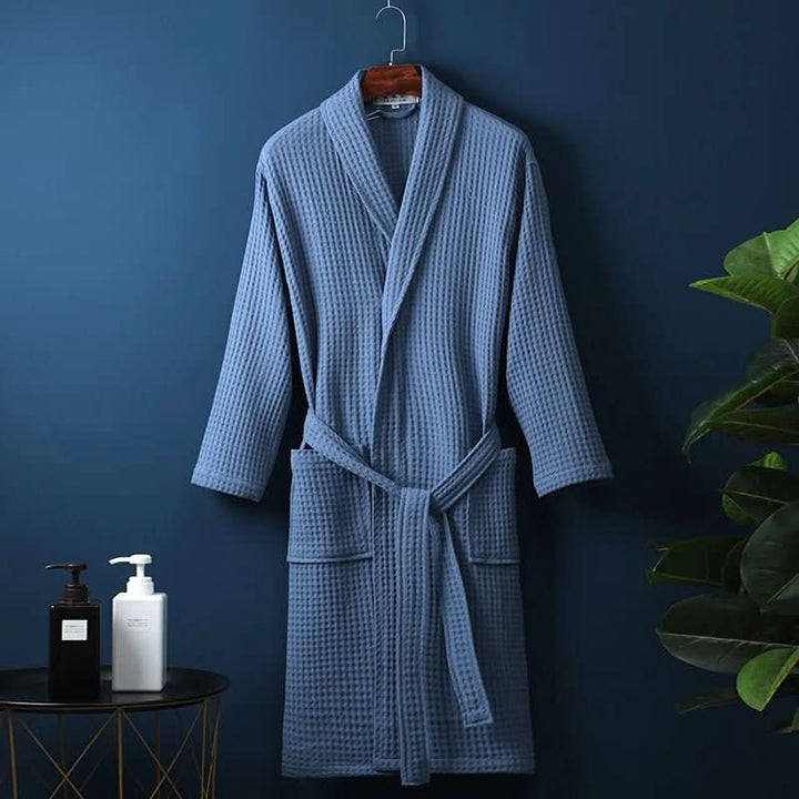Ultimate relaxation awaits in this unisex AirWeave waffle bathrobe, perfect for self-care & home comfort.