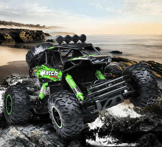 High-speed All-Terrain Remote Control Truck kicking up dust. Ready for adventurous off-road play.