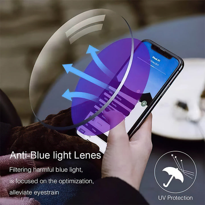 Flexible frame anti-blue light multifocal reading glasses ensure clear vision and reduce eye strain.