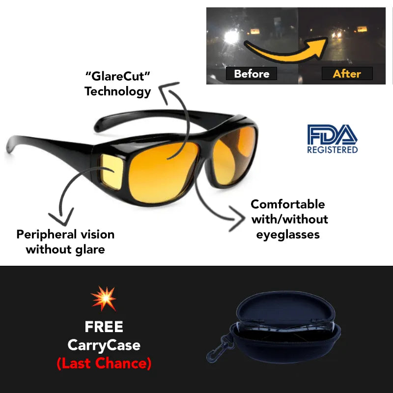 Stylish unisex driving glasses, providing glare reduction for safer night driving.