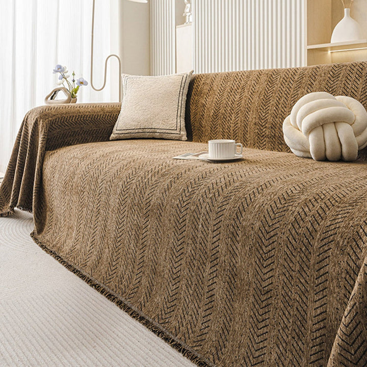 Washable chenille sofa slipcover, perfect for protecting furniture from pets and daily wear