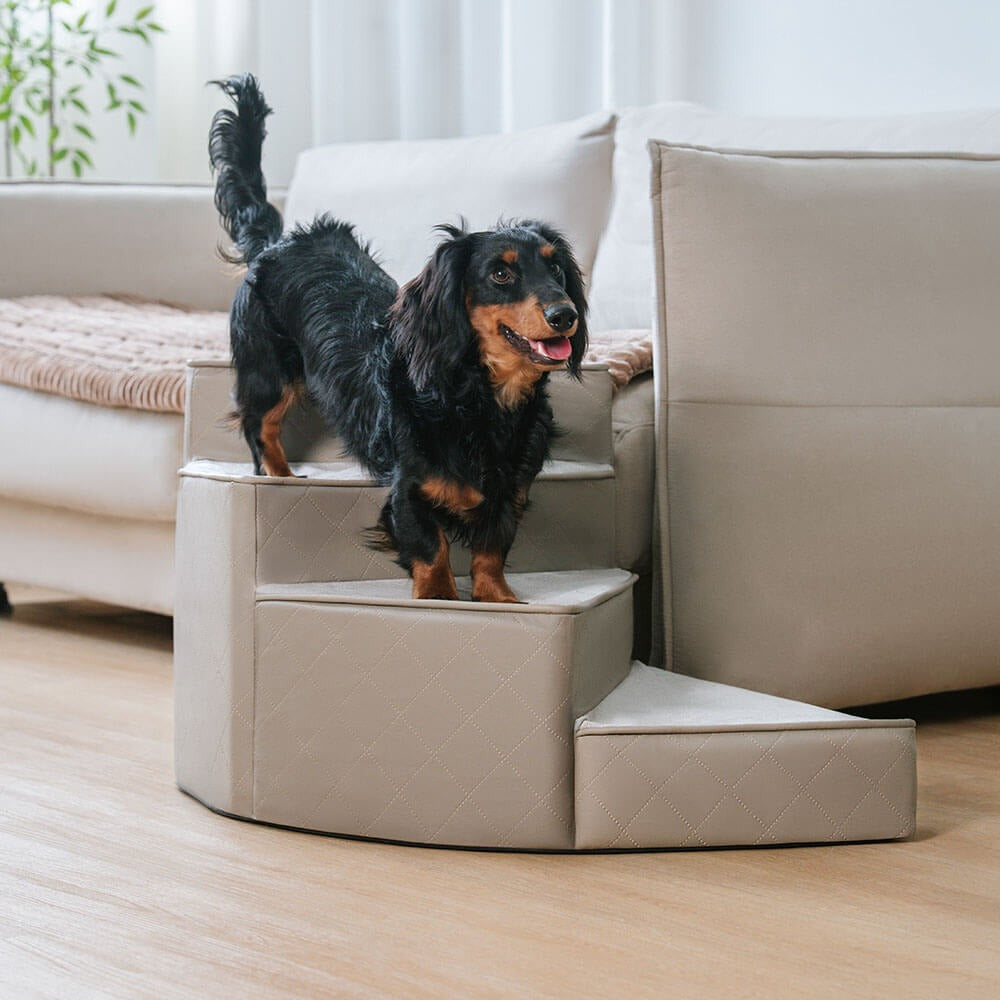 Unisex anti-slip pet steps &amp; ramp for small dogs and cats, faux leather, joint support