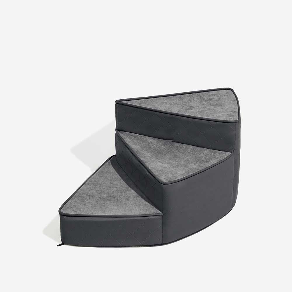 Unisex pet furniture: 2-in-1 pet steps and ramp, brown faux leather finish