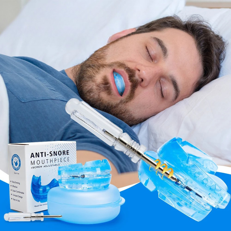 Unisex anti-snore dental guard for restful sleep. Customizable mouthguard provides snoring relief & better sleep.
