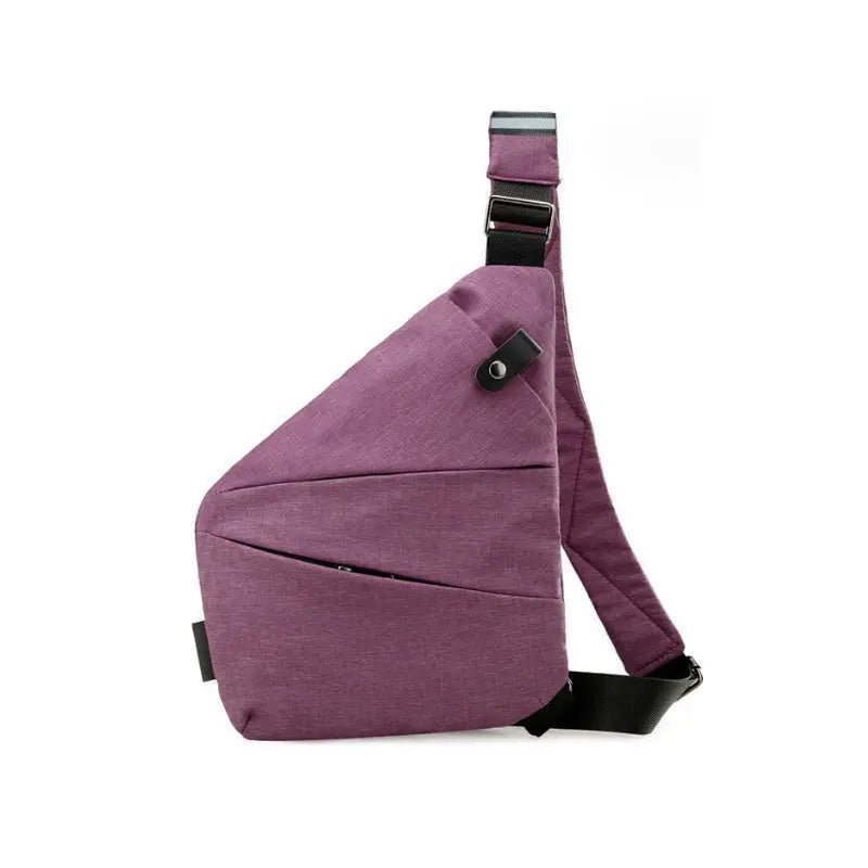 Unisex anti-theft shoulder bag, demonstrating its comfortable fit for long-term wear.