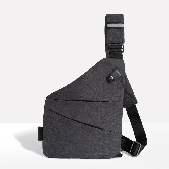 Unisex anti-theft sling bag, black, with hidden zipper for secure urban travel & everyday carry.