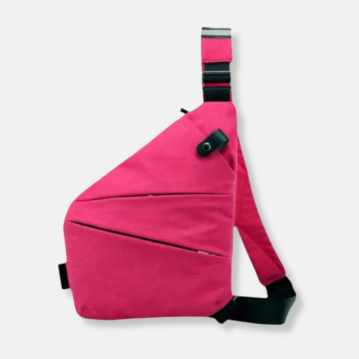 Hidden zipper security sling bag, unisex, for safe travel and organized everyday essentials.