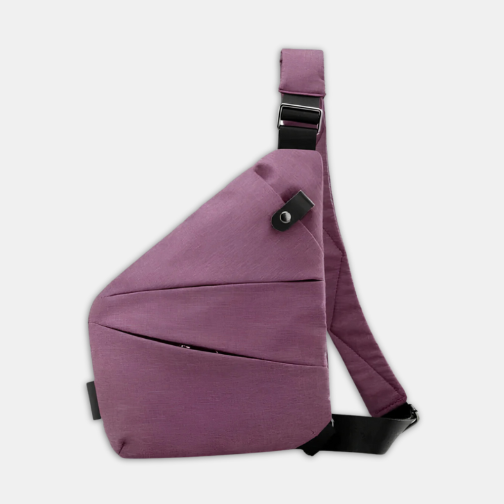 Unisex anti-theft organizer bag, sleek black, featuring a hidden zipper and RFID blocking.
