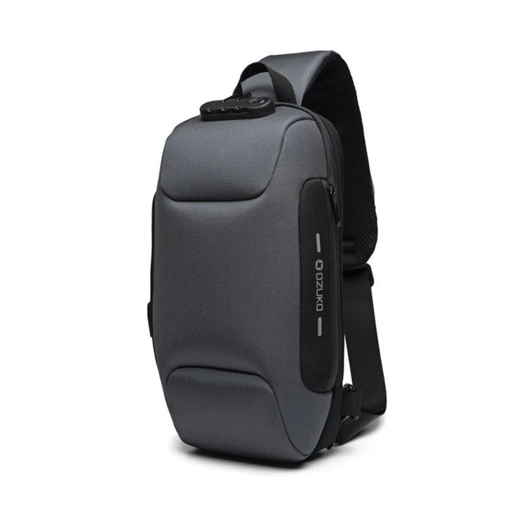 Secure unisex cross-body messenger bag with anti-theft lock, adjustable strap & USB charging.