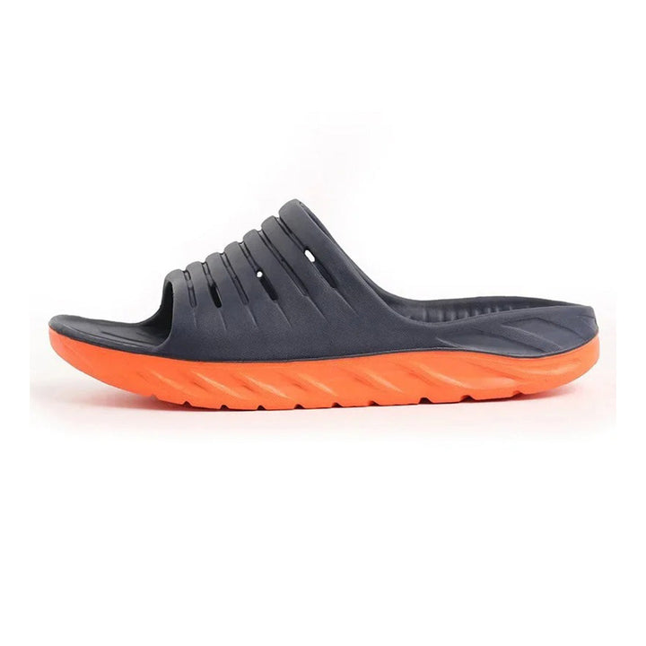 Ergonomic unisex arch support slides, excellent for plantar fasciitis relief & foot recovery. Shock absorbing design.