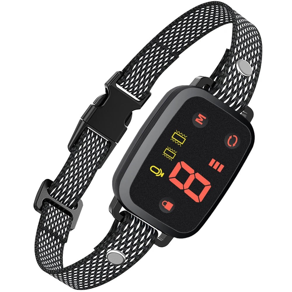 Unisex automatic anti-bark dog training collar with ultrasonic and vibration modes for effective bark control