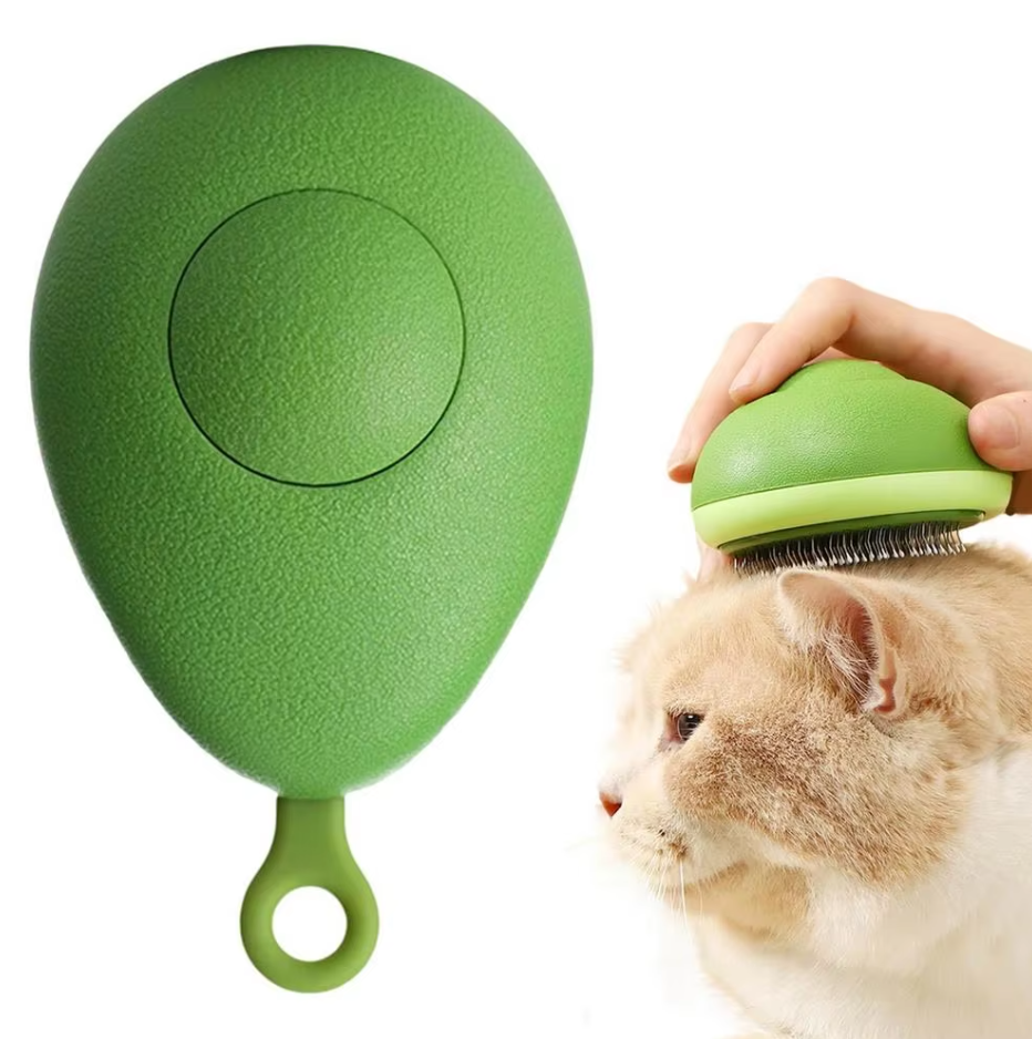 Unisex avocado hair brush for shine, detangling, and volume, with green bristles and yellow handle.