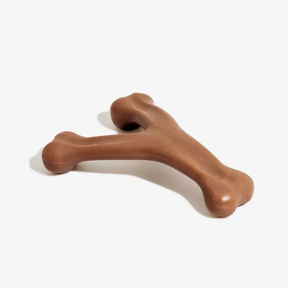 Unisex bacon-flavored dog chew toy, durable for teething puppies. Promotes dental health.